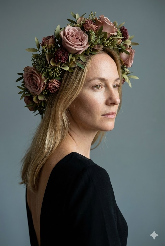 Kunst-Studioporträt (Blumenkopfschmuck)