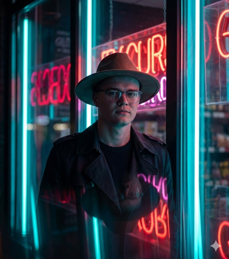 Noir Neon (Trenchcoat & Hut)